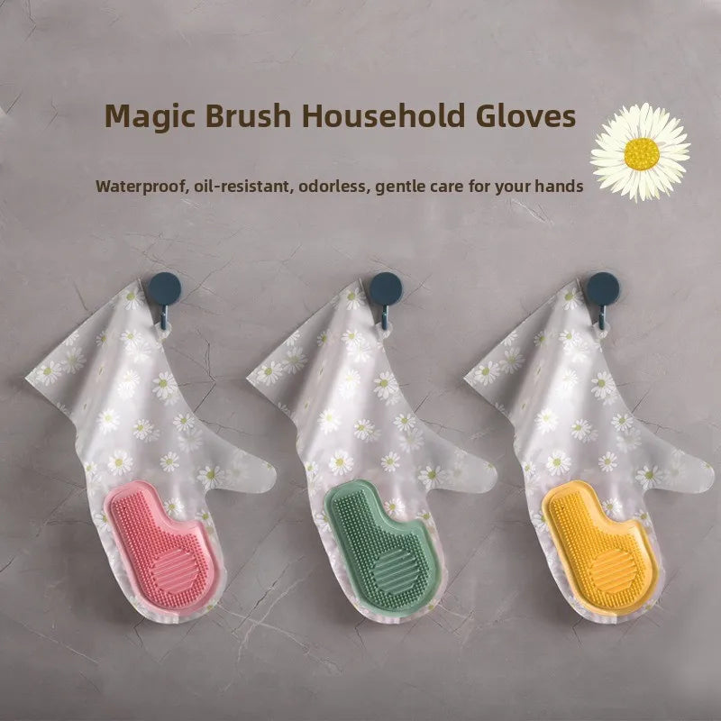 🧤 2-in-1 Kitchen Scrub Gloves – Built-In Dishwashing Brush