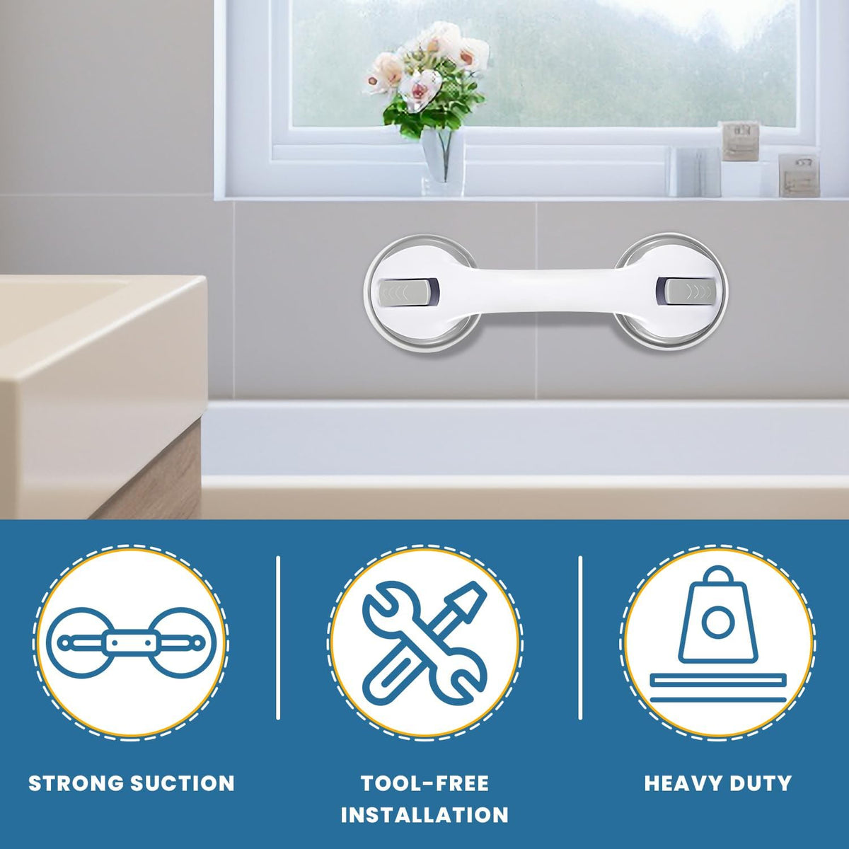 Large Non-Slip Shower Handle – Powerful Suction