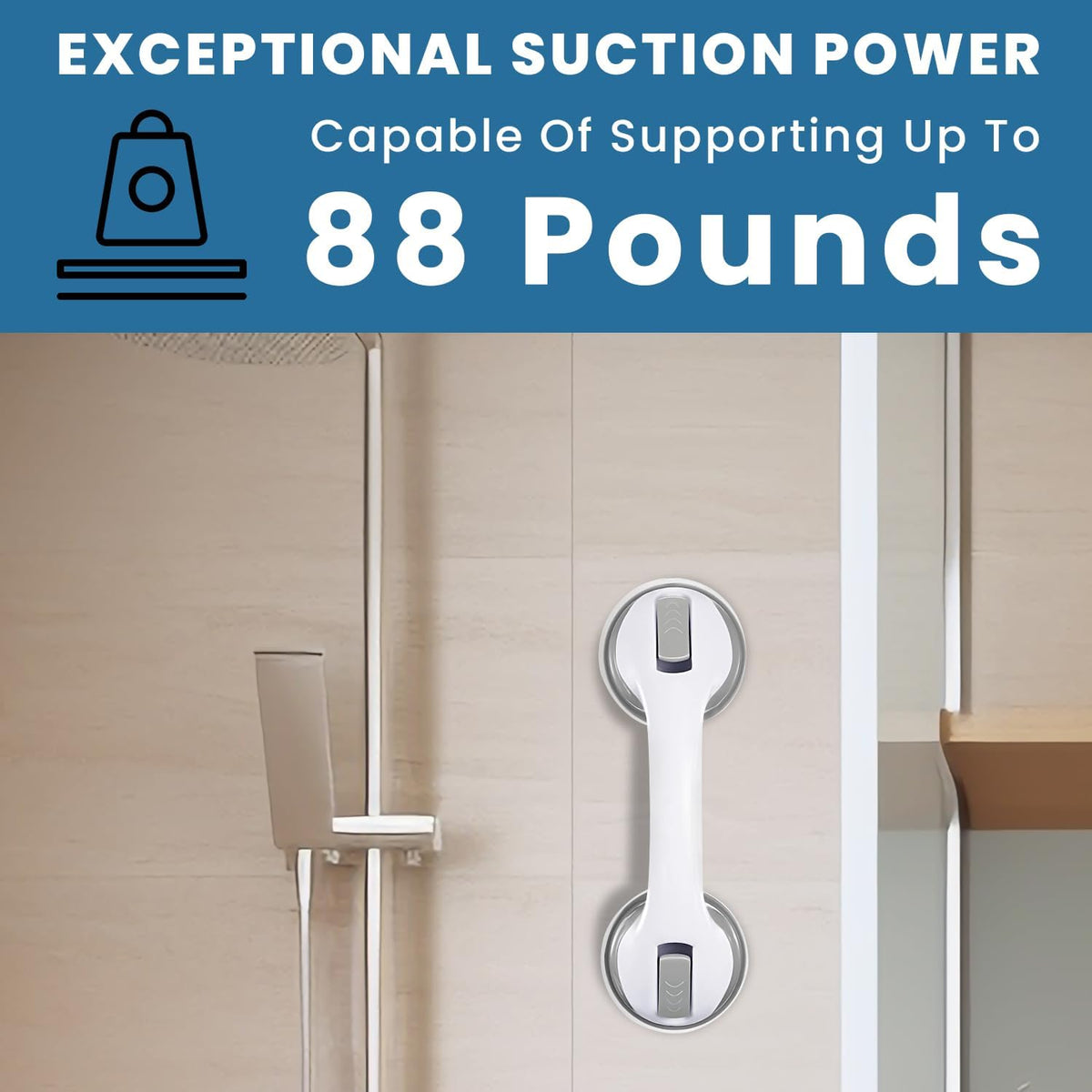 Large Non-Slip Shower Handle – Powerful Suction