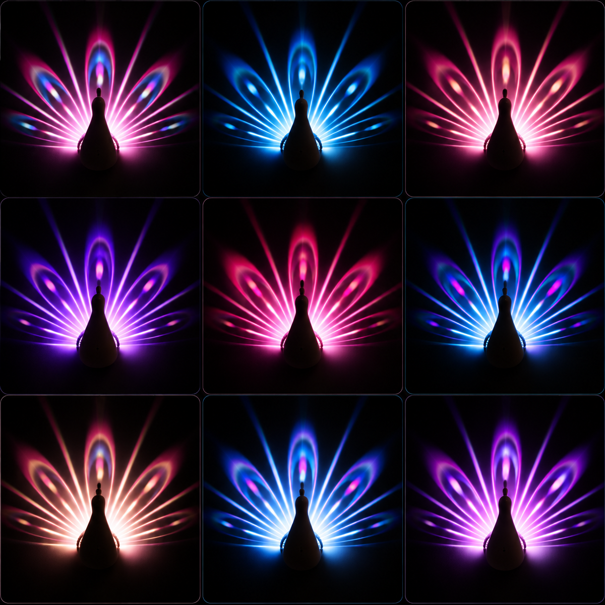 Peacock Projector Lamp - 9-Mode RGB Night Light with Remote