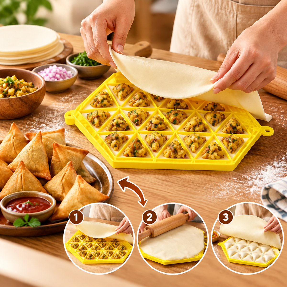 🥟 24 Samosa Making Mold – Fast – Easy – Perfect Shape