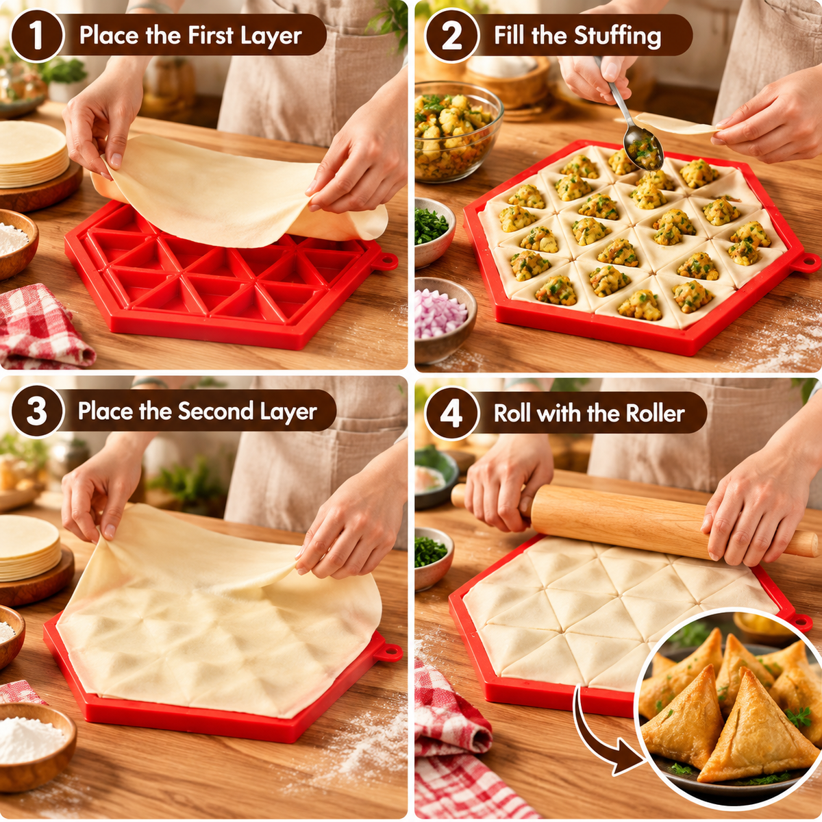 🥟 24 Samosa Making Mold – Fast – Easy – Perfect Shape