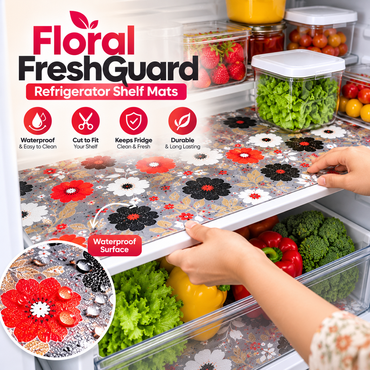 🌸 Floral FreshGuard  Shelf Mats