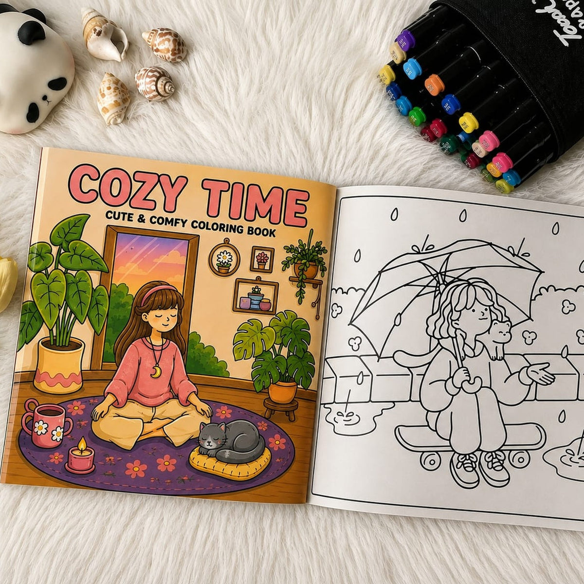 COZY TIME COLORING BOOK FOR ADULTS AND KIDS