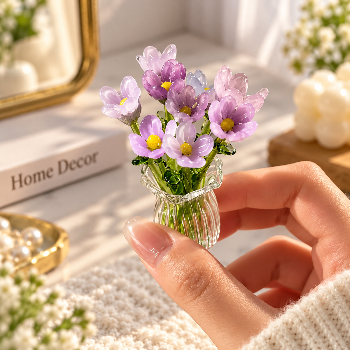 Mini Glass Flower Bouquet Décor