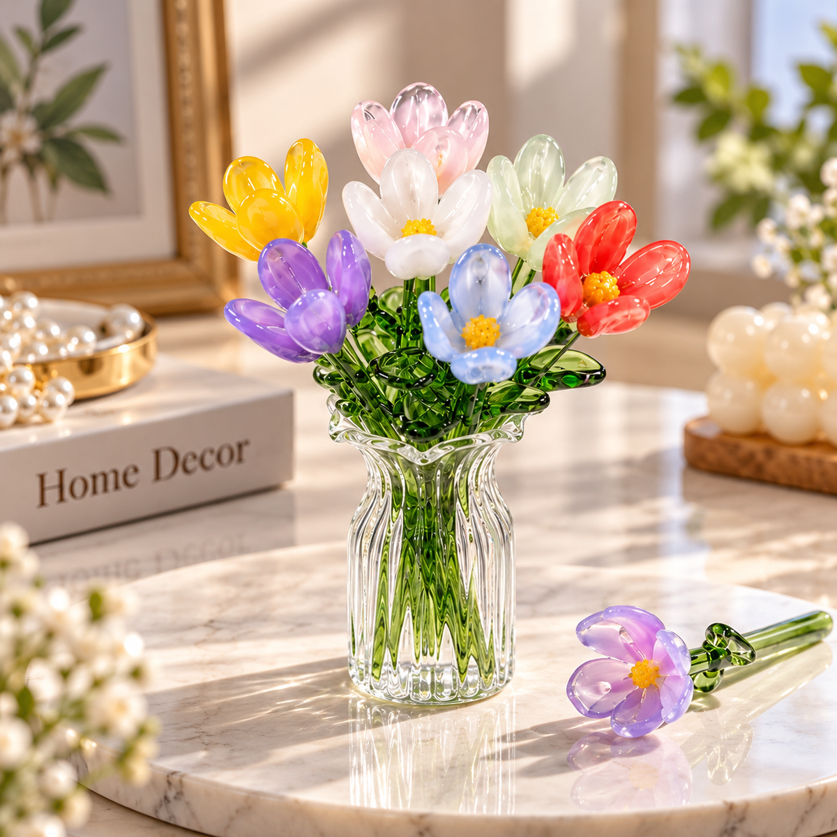 Mini Glass Flower Bouquet Décor