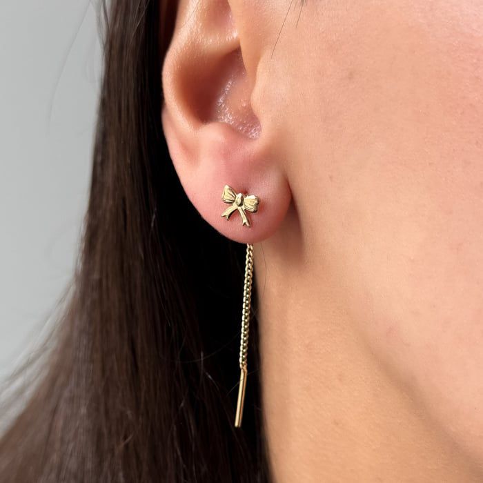 Golden Bow Drop Earrings | Valentine's  Special