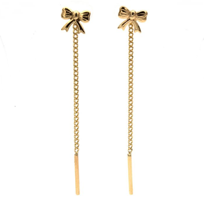 Golden Bow Drop Earrings | Valentine's  Special